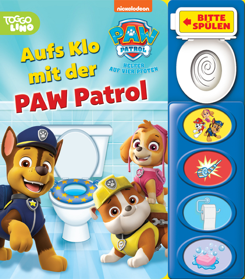 PAW Patrol - Aufs Klo mit der PAW Patrol - Mein Klo-Soundbuch - Pappbilderbuch mit Klospülung und 8 Geräuschen - 