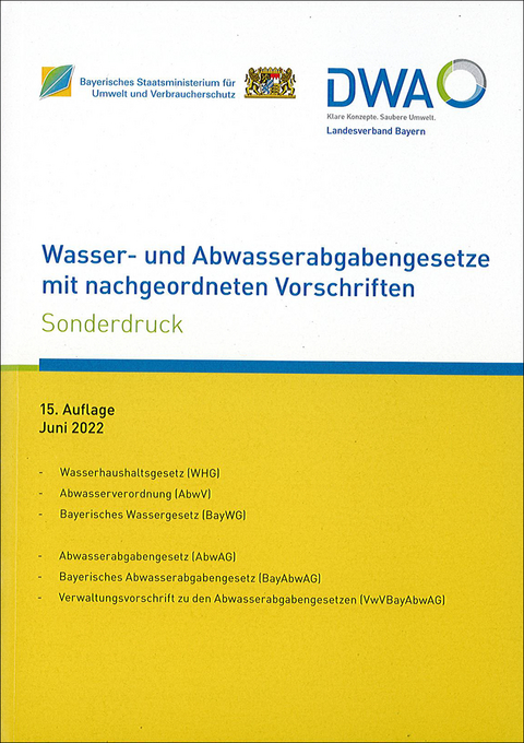 Wasser- und Abwasserabgabengesetze mit nachgeordneten Vorschriften