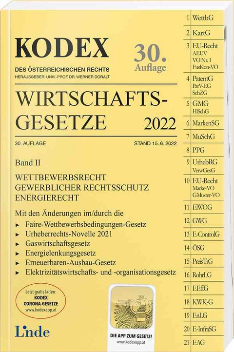 KODEX Wirtschaftsgesetze Band II 2022 - Georg Konetzky