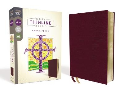 NRSV, Thinline Bible, Large Print, Bonded Leather, Burgundy, Comfort Print -  Zondervan