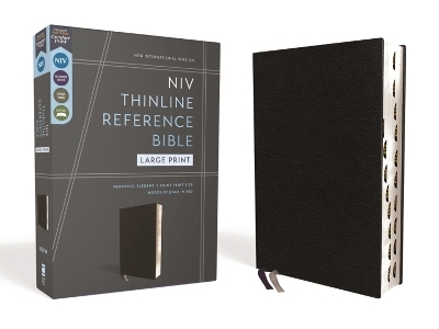 NIV, Thinline Reference Bible (Deep Study at a Portable Size), Large Print, Bonded Leather, Black, Red Letter, Thumb Indexed, Comfort Print -  Zondervan