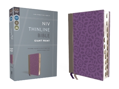 NIV, Thinline Bible, Giant Print, Leathersoft, Gray/Purple, Red Letter, Thumb Indexed, Comfort Print -  Zondervan