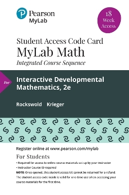 MyLab Math with Pearson eText (up to 18-weeks) Access Code for Interactive Developmental Math - Gary Rockswold, Terry Krieger