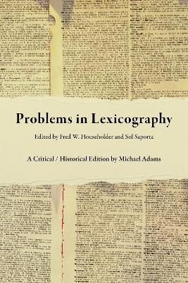 Problems in Lexicography - Michael Adams