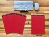 A 4 Notizblock - Set, 3+1 gratis, Luxury 80 Seiten ROT JUPITER GLITTER-OPTIK, kariert 5x5mm - 