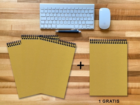 A 4 Notizblock - Set, 3+1 gratis, Luxury 80 Seiten GOLD GMUND SHIMMER, kariert 5x5mm - 