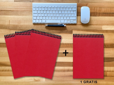 A 4 Notizblock - Set, 3+1 gratis, Luxury 80 Seiten ROT JUPITER GLITTER-OPTIK, punktiert 5x5mm - 