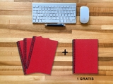 A 5 Notizbuch - Set, 3+1 gratis, Luxury 80 Seiten ROT JUPITER GLITTER-OPTIK, kariert 5x5mm - 