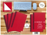 A 6 Notizbuch - Set, 4+2 gratis, Luxury 80 Seiten ROT JUPITER GLITTER-OPTIK, kariert 10x10mm - 