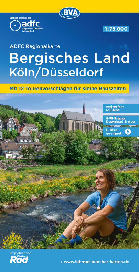 ADFC-Regionalkarte Bergisches Land Köln/Düsseldorf 1:75.000, reiß- und wetterfest, GPS-Tracks Download