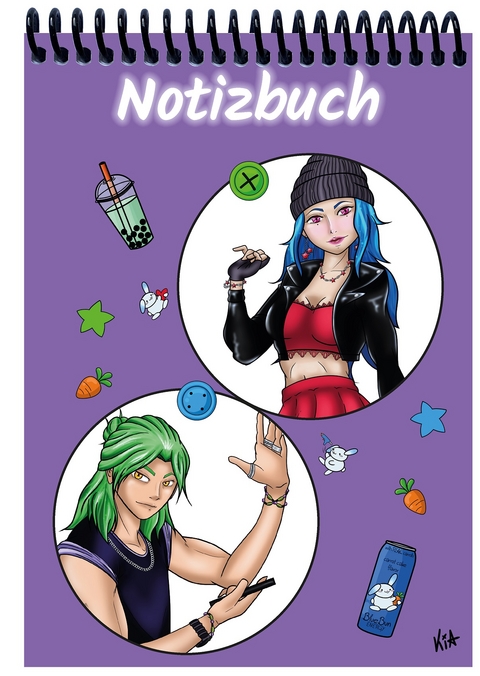 A 5 Notizblock Manga Quinn und Enora, lila, liniert - 