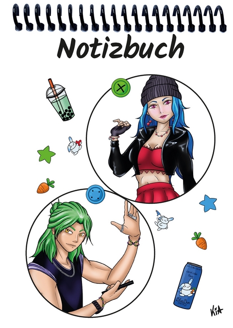 A 4 Notizblock Manga Quinn und Enora, weiß, blanko - 