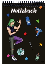 A 4 Notizblock Manga Quinn, schwarz, liniert - 