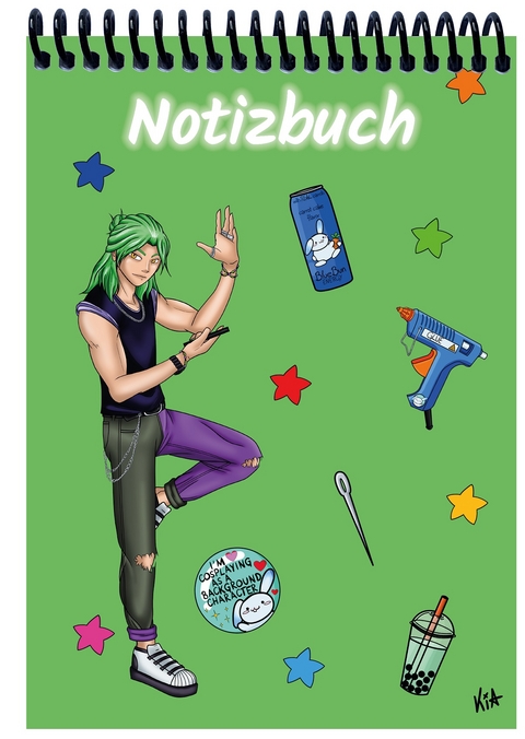 A 5 Notizblock Manga Quinn, grün, kariert - 