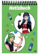 A 4 Notizblock Manga Quinn und Enora, grün, liniert - 