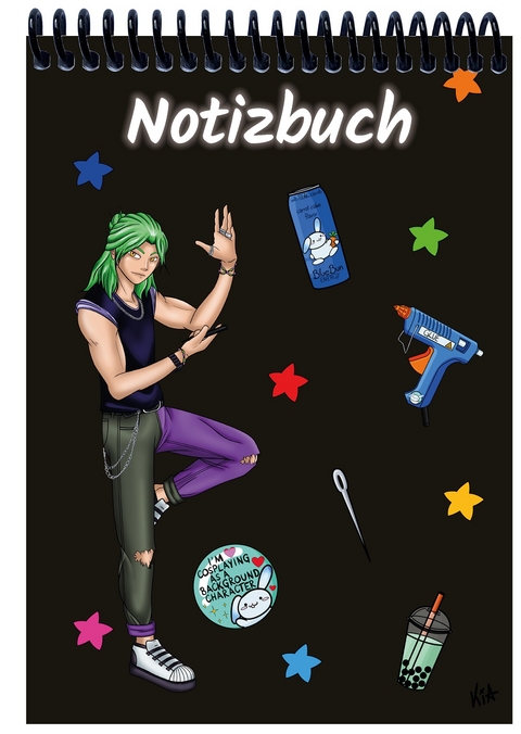 A 5 Notizblock Manga Quinn, schwarz, blanko - 