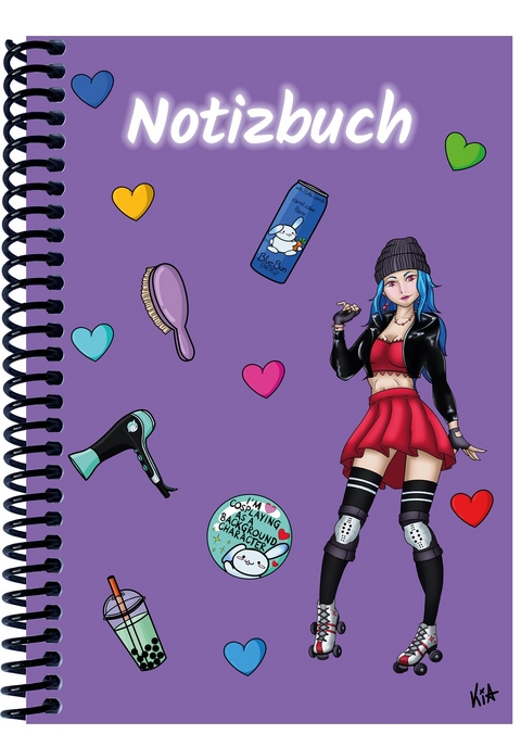 A 4 Notizbuch Manga Enora, lila, liniert - 