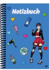 A 4 Notizbuch Manga Enora, blau, blanko - 