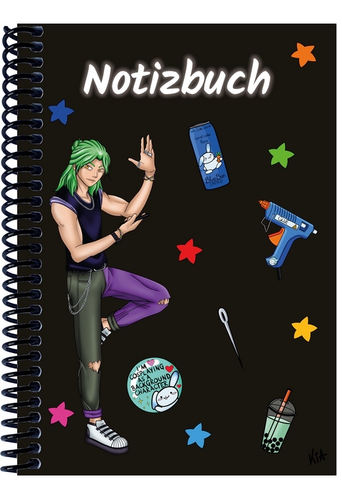 A 4 Notizbuch Manga Quinn, schwarz, liniert - 