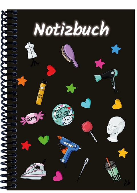 A 5 Notizbuch Manga Items, schwarz, liniert - 