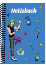 A 4 Notizbuch Manga Quinn, blau, kariert - 