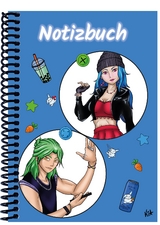 A 5 Notizbuch Manga Quinn und Enora, blau, blanko - 