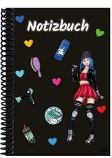 A 4 Notizbuch Manga Enora, schwarz, kariert - 