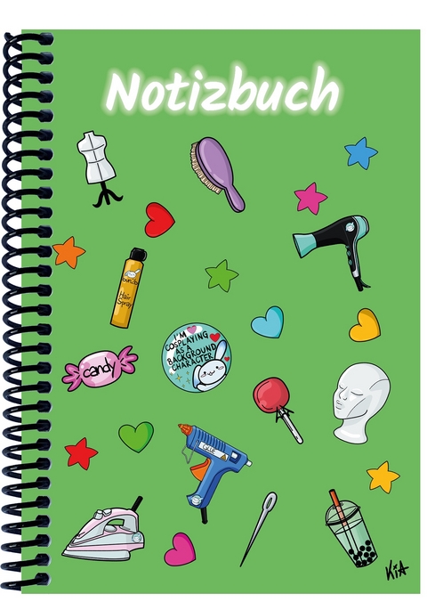 A 4 Notizbuch Manga Items, grün, blanko - 