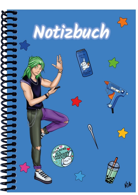 A 4 Notizbuch Manga Quinn, blau, blanko - 