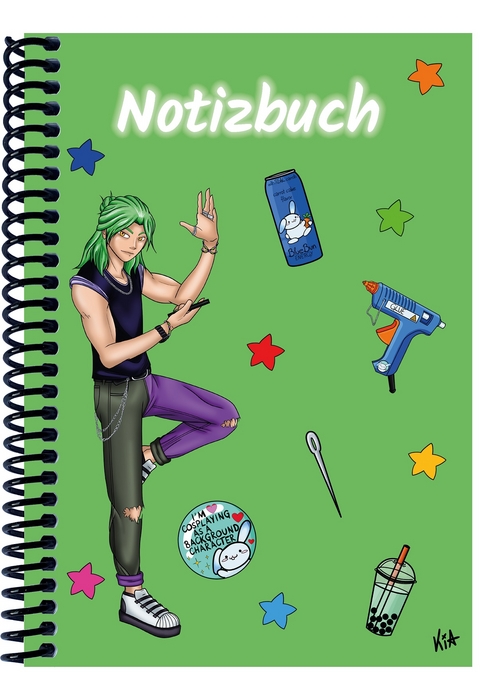 A 4 Notizbuch Manga Quinn, grün, kariert - 