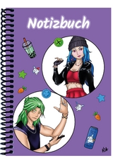 A 4 Notizbuch Manga Quinn und Enora, lila, kariert - 