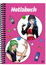 A 4 Notizbuch Manga Quinn und Enora, pink, blanko - 