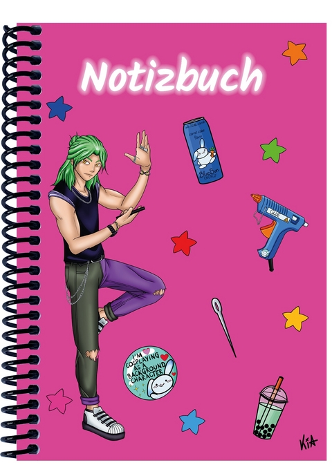 A 4 Notizbuch Manga Quinn, pink, kariert - 