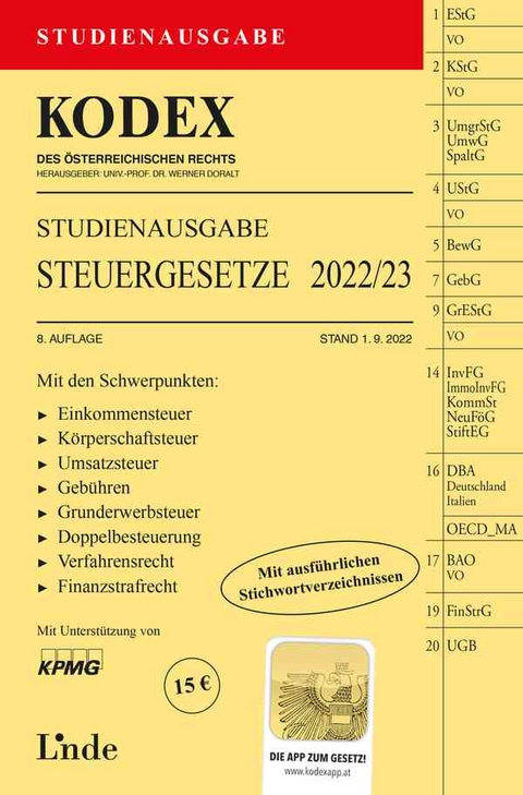 KODEX Studienausgabe Steuergesetze 2022/23 - Andrei Bodis