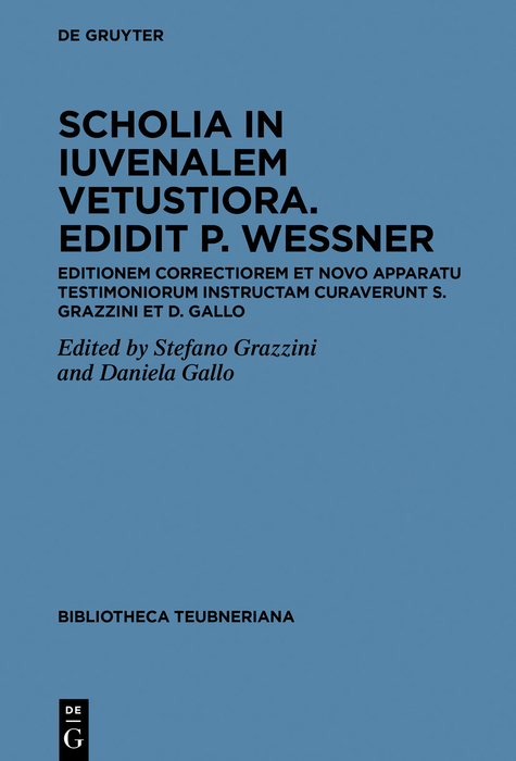 Scholia in Iuuenalem uetustiora. Edidit P. Wessner - 