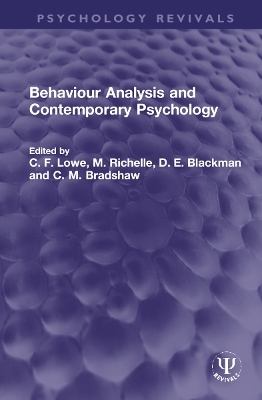 Behaviour Analysis and Contemporary Psychology - 