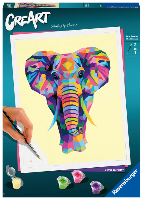 Ravensburger CreArt - Malen nach Zahlen 28995 – Funky Elefant – ab 12 Jahren