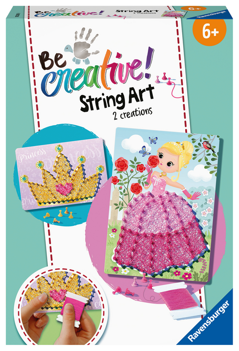 Ravensburger 18245 BeCreative String Art Prinzessin – Kreative Fadenbilder mit romantischer Prinzessin und Krone, für Kinder ab 6 Jahren