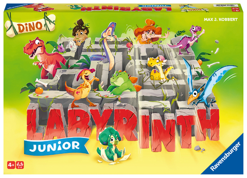 Ravensburger® 20980 - Dino Junior Labyrinth - Familienklassiker für die Kleinen, Spiel für Kinder ab 4 Jahren - Gesellschaftspiel geeignet für 2-4 Spieler, Junior-Ausgabe mit Dinosaurier-Thema - Max J. Kobbert