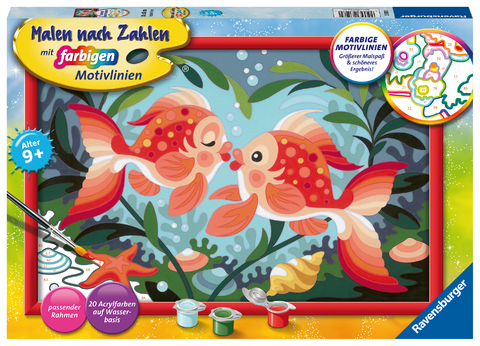 Ravensburger CreArt 23507 - Verliebte Fische - Malen nach Zahlen Fische für Kinder ab 9 Jahre