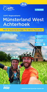 ADFC-Regionalkarte Münsterland West / Flusslandschaft Achterhoek, 1:75.000, mit Tagestourenvorschlägen, reiß- und wetterfest, E-Bike-geeignet, GPS-Tracks-Download - 