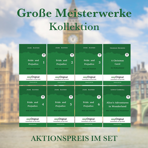 Große Meisterwerke Kollektion Softcover (Bücher + Audio-Online) - Lesemethode von Ilya Frank - Zweisprachige Ausgabe Englisch-Deutsch - Jane Austen, Charles Dickens, Lewis Carroll