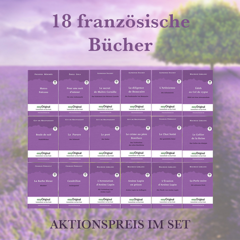 18 französische Bücher (Bücher + Audio-Online) - Lesemethode von Ilya Frank - Maurice Leblanc, Guy de Maupassant, Prosper Mérimée, Émile Zola, Charles Perrault, Alphonse Daudet