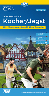 ADFC-Regionalkarte Kocher/ Jagst, 1:75.000, mit Tagestourenvorschlägen, reiß- und wetterfest, E-Bike-geeignet, GPS-Tracks-Download - 