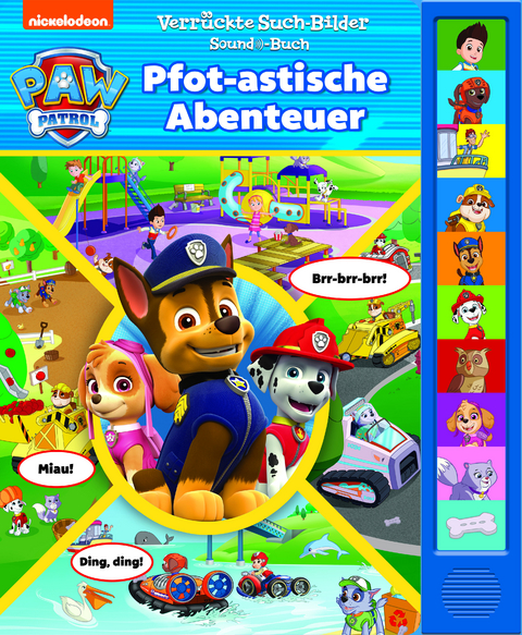 PAW Patrol - Pfot-astische Abenteuer - Pappbilderbuch mit 7 Wimmelbildern und 10 Sounds - 