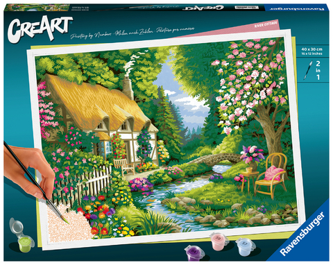 Ravensburger CreArt - Malen nach Zahlen 20154 – Landhaus am Fluss – ab 14 Jahren