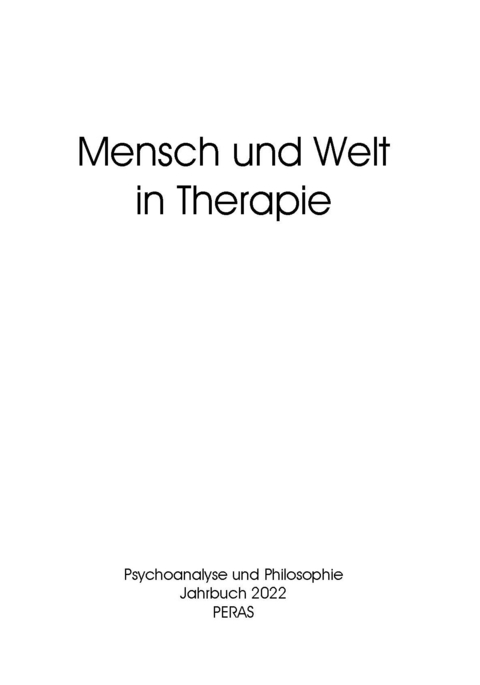 Mensch und Welt in Therapie - 