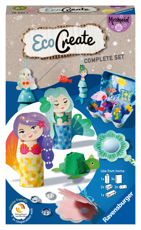 Ravensburger EcoCreate 18447- Glitzern mit den Meerjungfrauen – DIY Bastelset für Kinder ab 6 Jahren