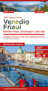 ADFC-Radtourenkarte IT-VF Venedig, Friaul - Kärnten West, Salzburger Land Süd, 150.000, reiß- und wetterfest, E-Bike geeignet, GPS-Tracks Download, mit Bett+Bike Symbolen, mit Kilometer-Angaben - 