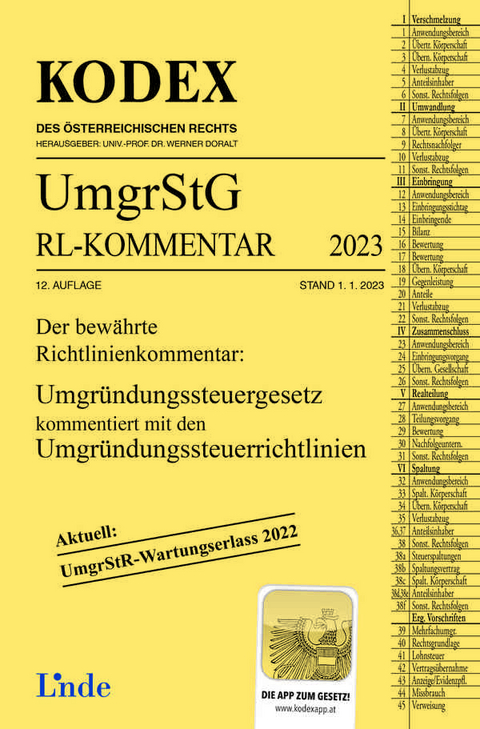 KODEX Umgründungssteuergesetz-Richtlinienkommentar 2023 - Günter Wellinger